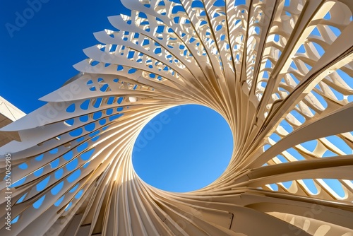 Background featuring a repetitive pattern with an abstract metallic structure in the foreground