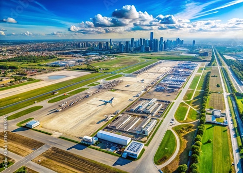 Aerial View of Midway Airport, Chicago - Airline Traffic and Planes