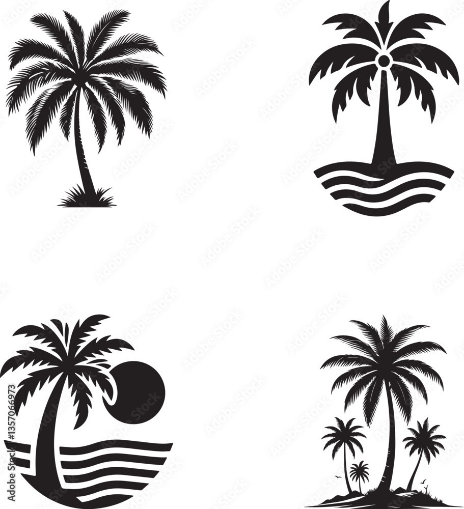 Fototapeta premium set of palm trees