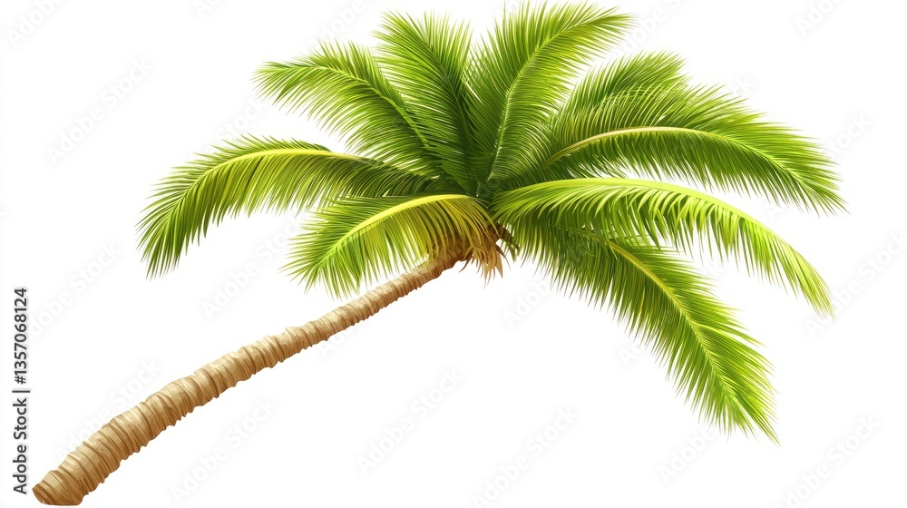 Fototapeta premium Lush Tropical Palm Tree Isolated on White Background