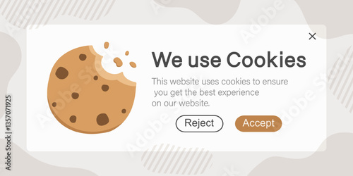We Use Cookies - vector pop up window, for landing page of website.