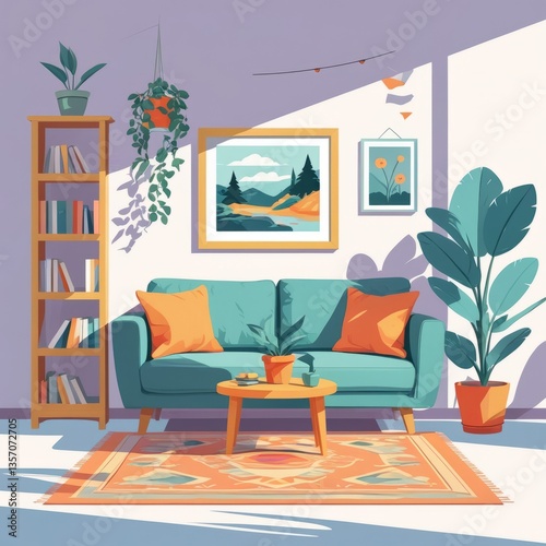 Modern living room with fireplace