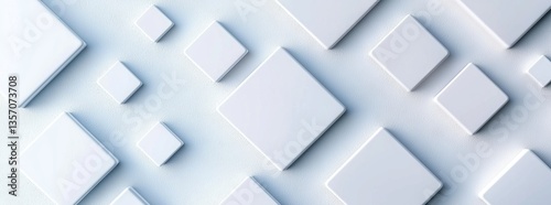 Randomly shifted white cube boxes are blocking a background that has a wallpaper banner and includes space for copy