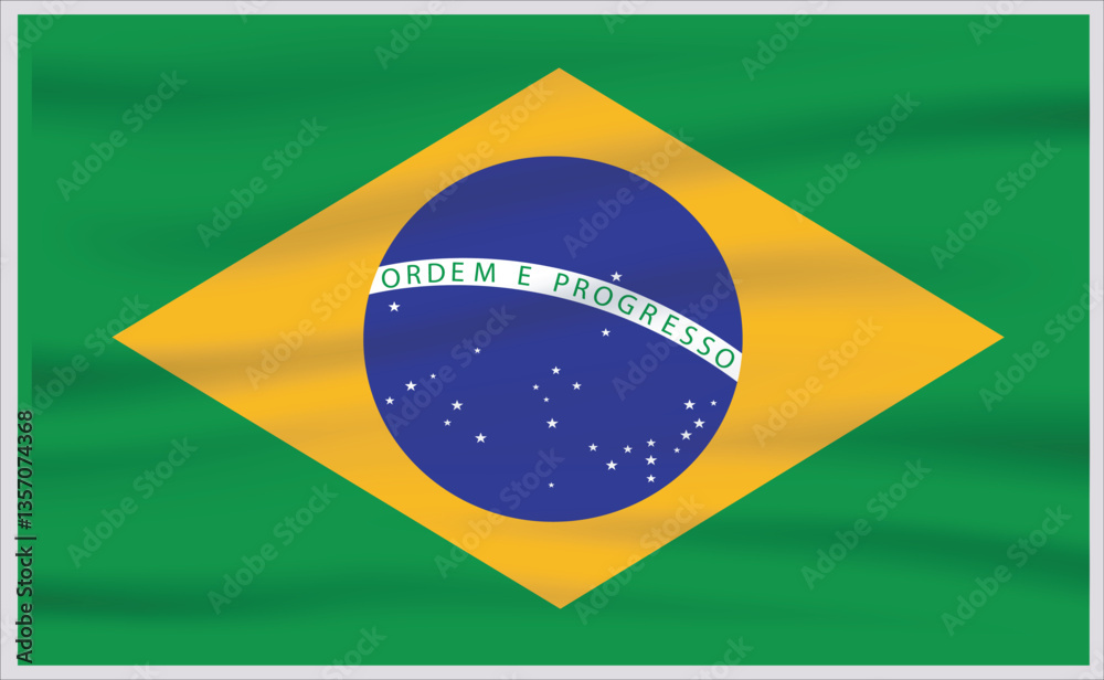 Obraz premium Brazil official flag vector with standard size and proportion. National flag emblem with accurate size and colors.
