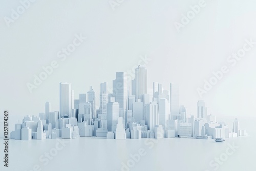 The concept of modern city architecture is depicted on a white background, highlighting cutting-edge urban development strategies
