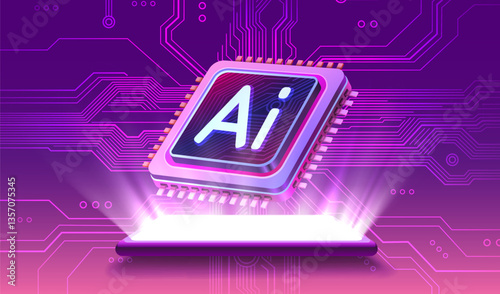 Ai chip phone, innovation tech, ai art technology. Vector illustration