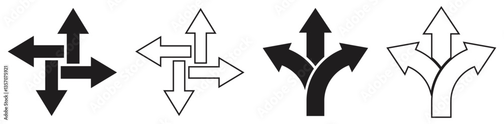 Arrow Symbol Variations for Navigation Multiple Directional. Isolated On Transparent Background. Arrow Symbol Variations for Navigation Multiple Directional. Isolated On Transparent Background.