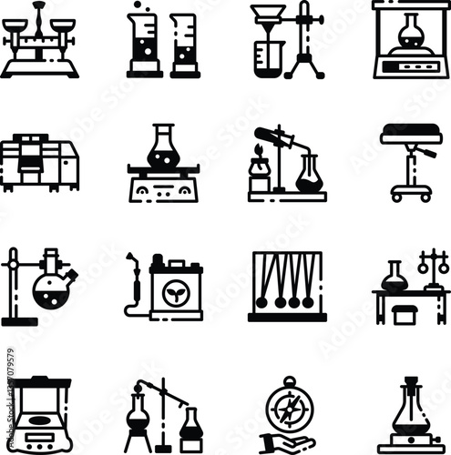 WebCollection of Laboratory Experiment Linear Icons 
