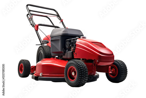 red lawnmower isolated on white background