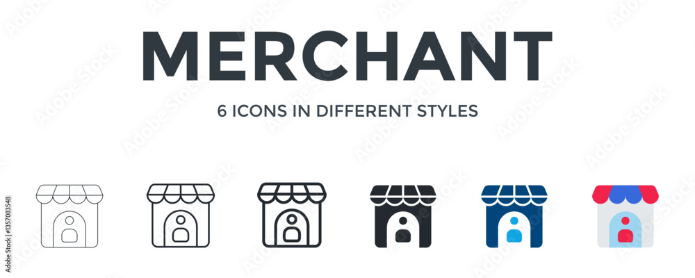 Obraz premium Merchant Icon In Different Style Vector Illustration. Designed In Thin Line, Regular Line, Bold Line, Glyph, Color Fill, And Flat Style Can Be Used For Web