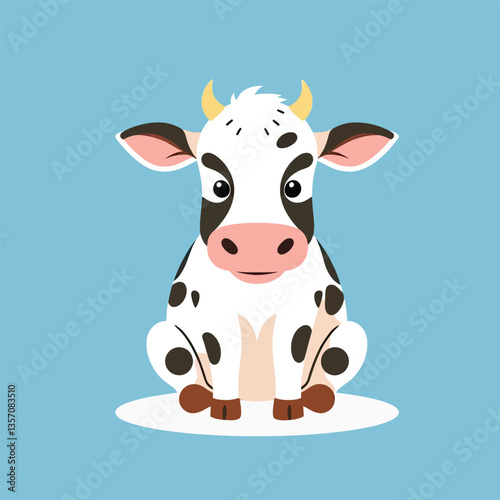 Cute Cartoon Cow – Vector Illustration of a Black and White Dairy Cow