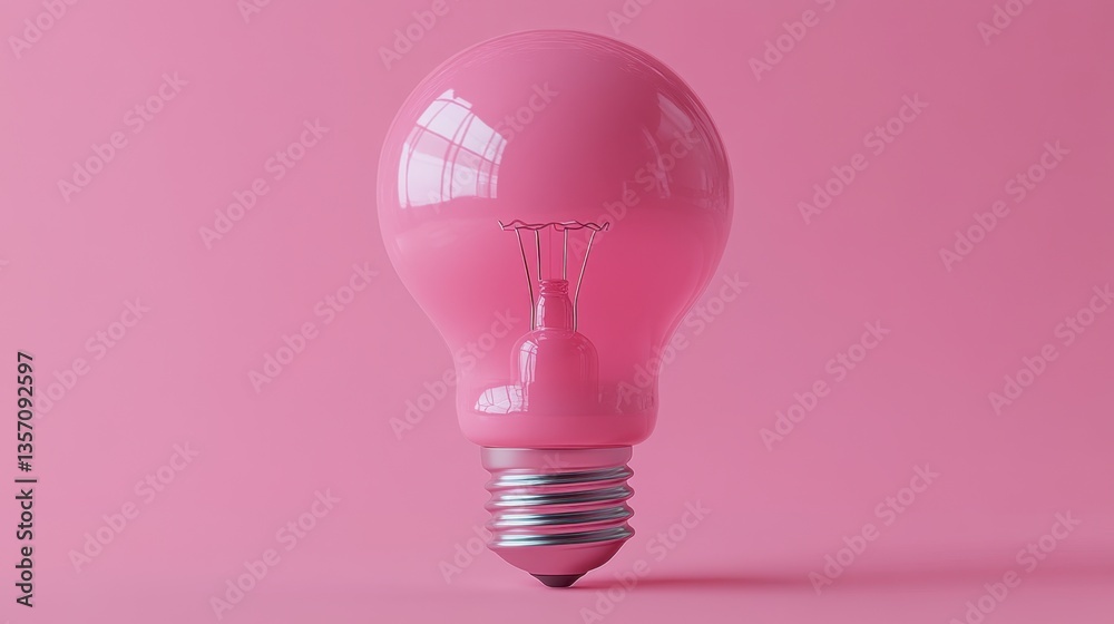 Pink light bulb on pink background. Simple, minimal design. Studio lighting, close up view. Pink light bulb on pink background. Simple, minimal design. Studio lighting, close up view.