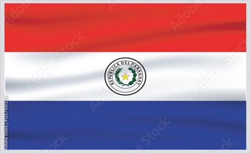 Paraguay official flag vector with standard size and proportion. National flag emblem with accurate size and colors.