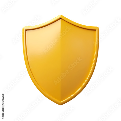 yellow shield isolated on transparent background,