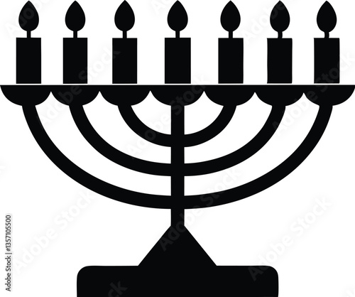 Hanukkah menorah candelabrum with candles silhouette vector 
