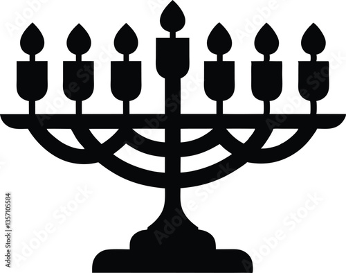 Hanukkah menorah candelabrum with candles silhouette vector 