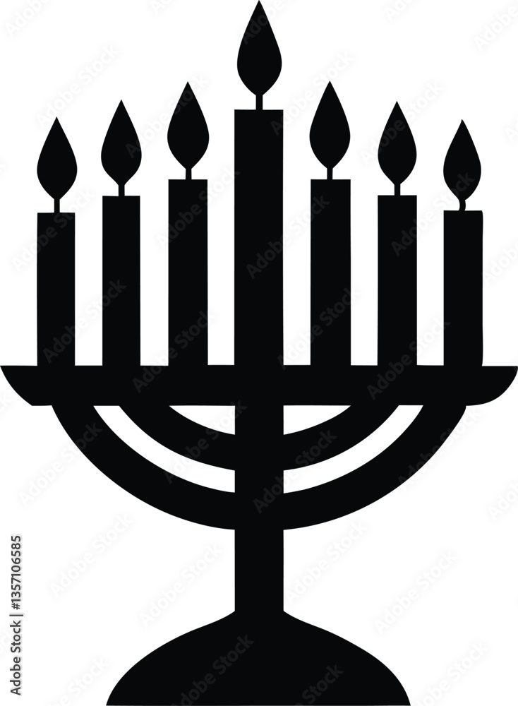 Hanukkah menorah candelabrum with candles silhouette vector 