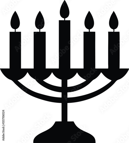 Hanukkah menorah candelabrum with candles silhouette vector 