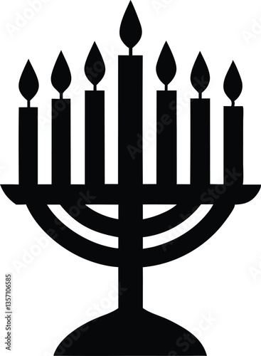 Hanukkah menorah candelabrum with candles silhouette vector 
