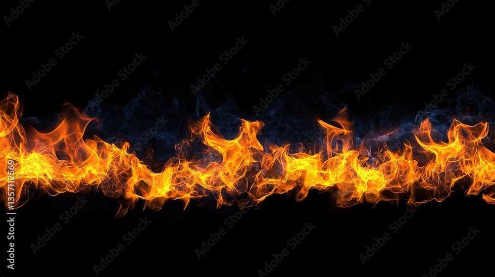 Fototapeta premium Fire flames on black background 
