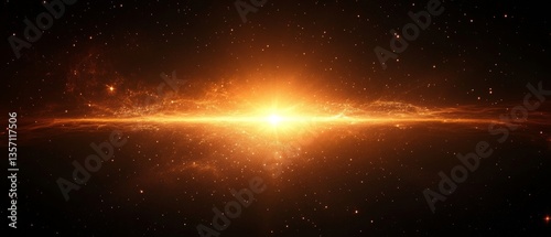 a celestial scene showcasing a bright, powerful light illuminating the dark expanse of the universe. The scene has a dynamic and stunning effect, like a distant star exploding