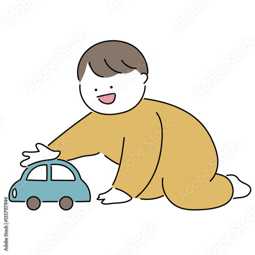 赤ちゃんと遊び_車のおもちゃ