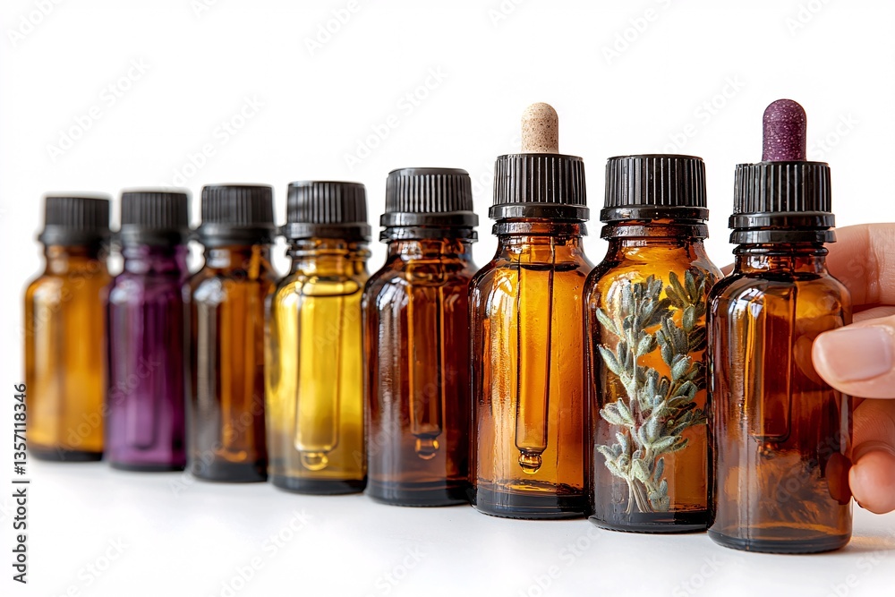 Aromatherapy Essential Oils Bottles with Natural Ingredients for Healing and Relaxation