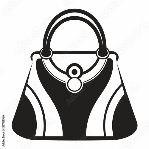 Stylish Black and White Handbag Icon for Fashion Design