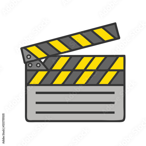 Colorful Flat Icon of a Clapperboard for Film Production