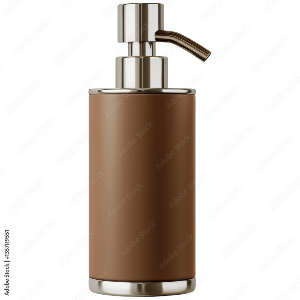 Modern cylindrical soap dispenser with sleek design and brown finish, perfect for adding touch of elegance to any bathroom or kitchen Modern cylindrical soap dispenser with sleek design and brown finish, perfect for adding touch of elegance to any bathroom or kitchen