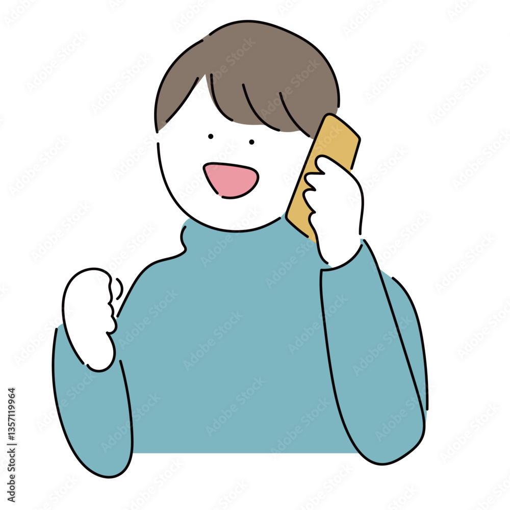 Obraz premium 電話する男性_解決