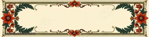 Antique Art Nouveau frame with floral pattern, vintage style, handmade vector illustration,  frame,  buds