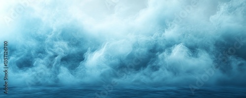 atmospheric abstract art of a swirling cloudscape in teal and blue hues