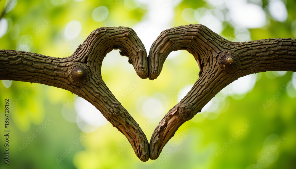Fototapeta premium Intertwined tree branches forming a heart, symbolizing family bonds