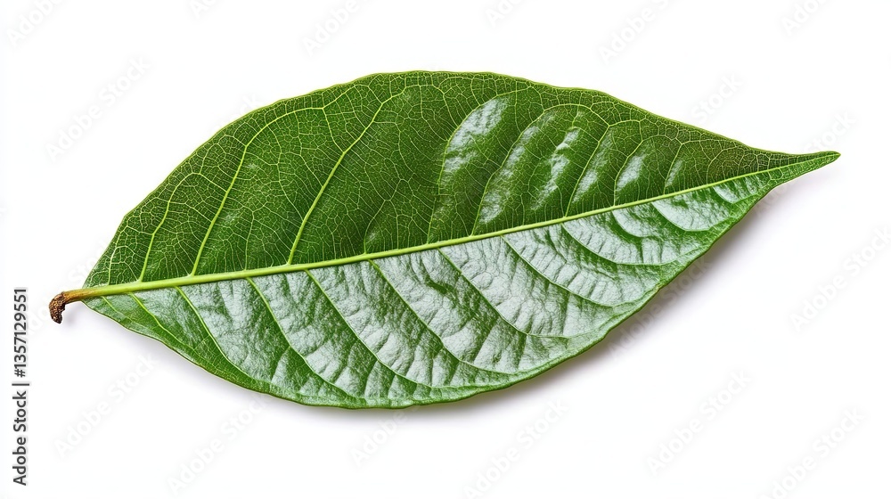 Obraz premium green cocoa leaf isolated on white 
