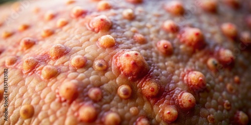 Close-up Long Exposure Photo of Skin with Small Red Bumps, Medical Dermatology Image