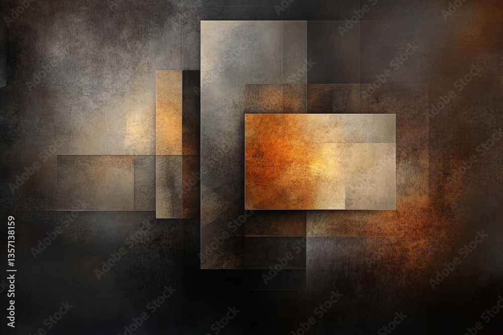 an abstract geometric composition with overlapping rectangles in shades of brown, gray, and orange, creates a modern artistic backdrop. The rectangles are layered, creating depth and visual interest. an abstract geometric composition with overlapping rectangles in shades of brown, gray, and orange, creates a modern artistic backdrop. The rectangles are layered, creating depth and visual interest.