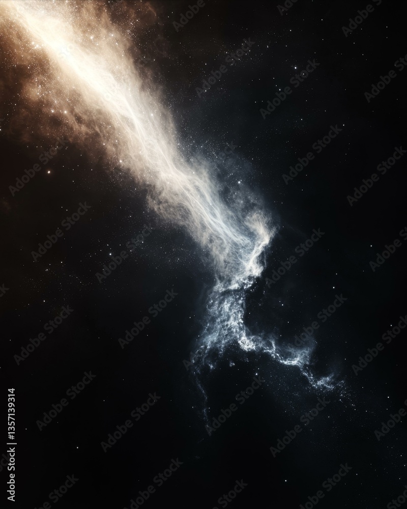 Fototapeta premium Celestial Nebula in Cosmic Darkness Light of Distant Galaxies Shining Through Interstellar Space