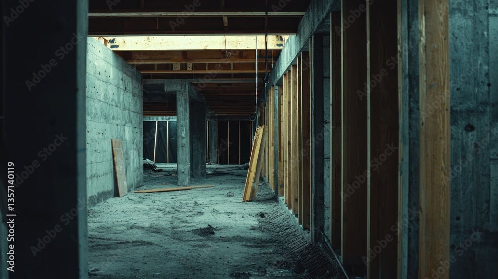 Obraz premium Under Construction: A Glimpse into a Building's Foundation