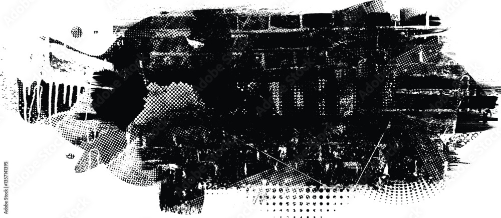 Obraz premium Grunge textured banner with rough edges. Speckled texture. Overlay grunge texture . Simply place texture over any object to create grunge effect . Banner with scratched surface for your design. 