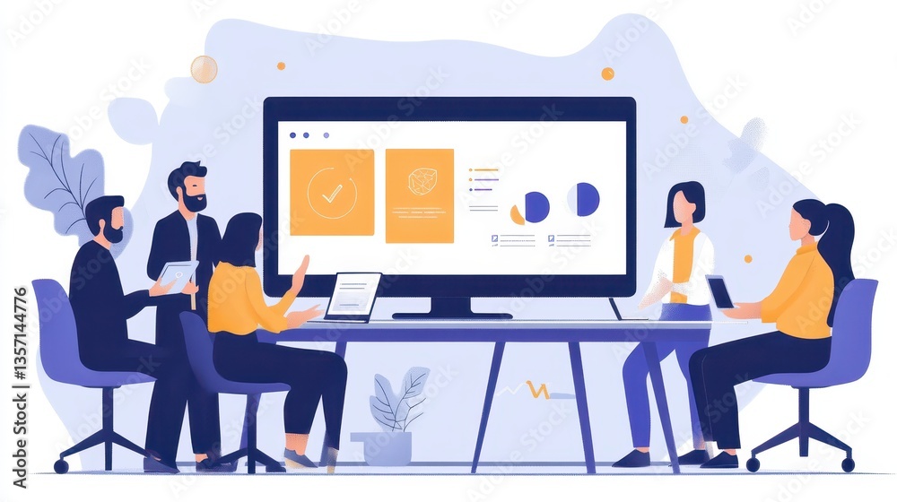 Fototapeta premium Diverse Team Collaborating on Data Analysis During a Business Meeting