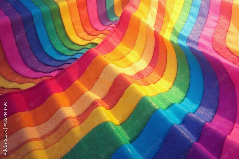 Obraz premium Vibrant rainbow stripes and shapes seamless background, vector, colorful, cute