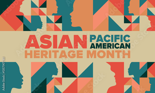 Asian Pacific American Heritage Month. Celebrated in May. It celebrates the culture, traditions and history of Asian Americans and Pacific Islanders in the United States. Poster, card, banner. Vector