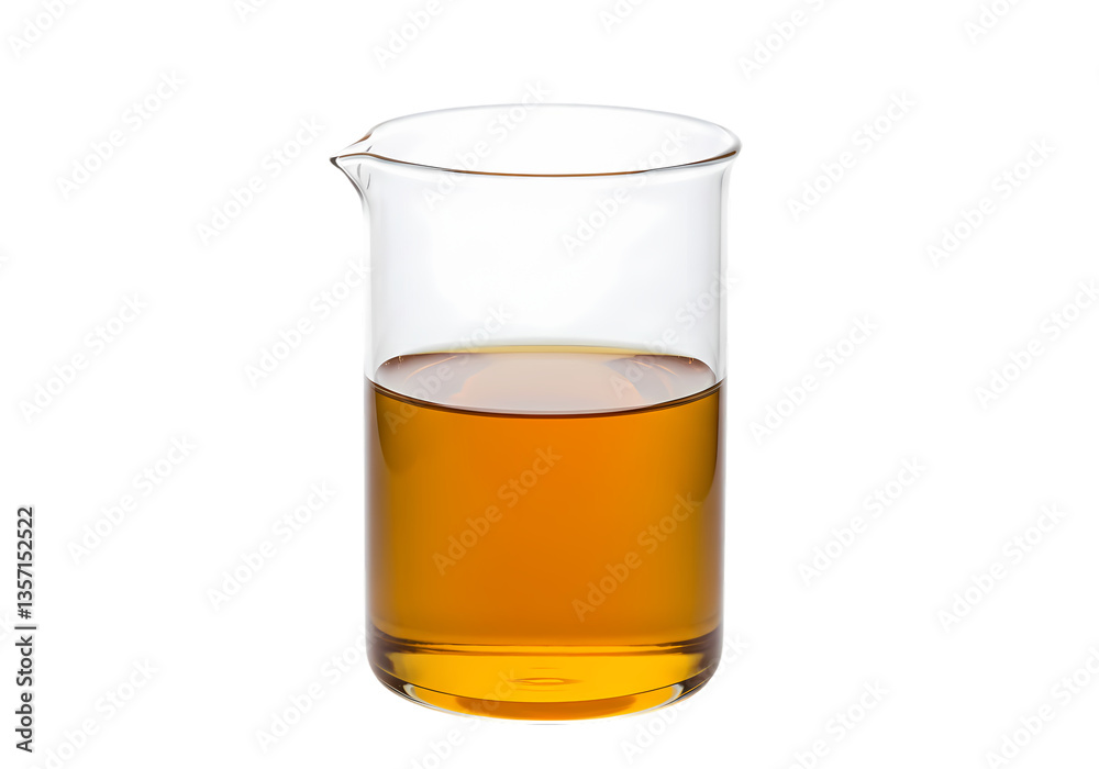 Amber Liquid in Beaker isolated on transparent background Amber Liquid in Beaker isolated on transparent background