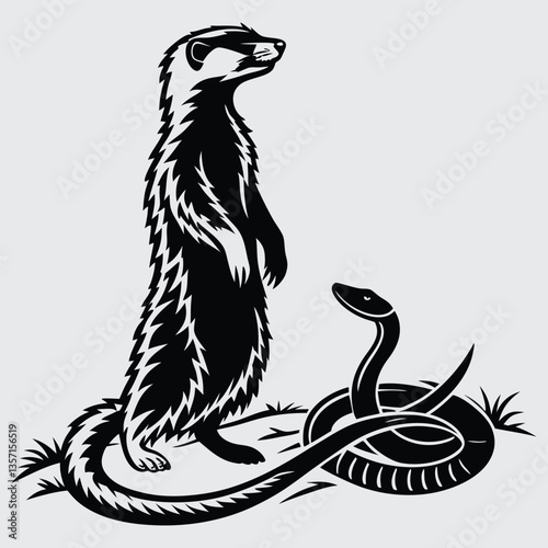 Cartoon vector illustration of a black snake silhouette design vector art and illustration