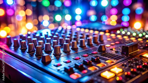 DJ Music Mixer Console Background - Professional Studio Setup with Rule of Thirds Composition