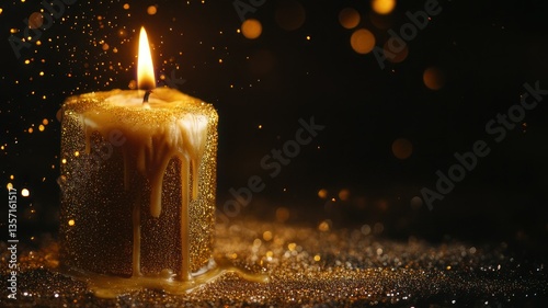 Warm Candlelight with Sparkling Bokeh Effect in Dark Background