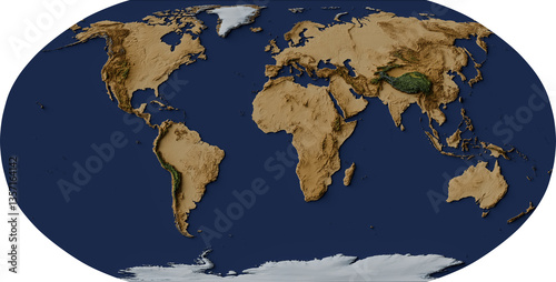 Fototapeta Naklejka Na Ścianę i Meble -  World map of land terrain (Robinson projection)