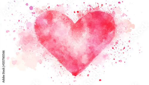 Abstract pink watercolor heart-shaped background, vector illustration with white space for text or design.