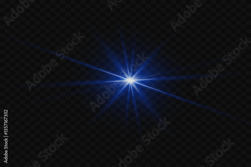 Flash of star and light rays of light.